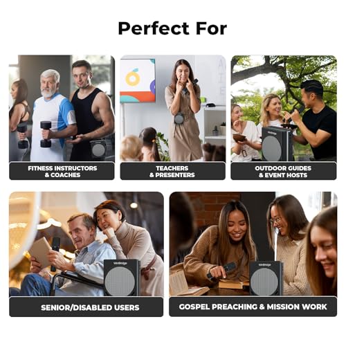 WinBridge 30W Voice Amplifier with 2 Wireless Mics, Portable PA Speaker S90 | DSP Crystal-Clear Sound, 65ft+ Stable Range, 13H Mic Battery,BT/USB/TF/AUX, Lightweight for Teaching, Public Speaking, Event
