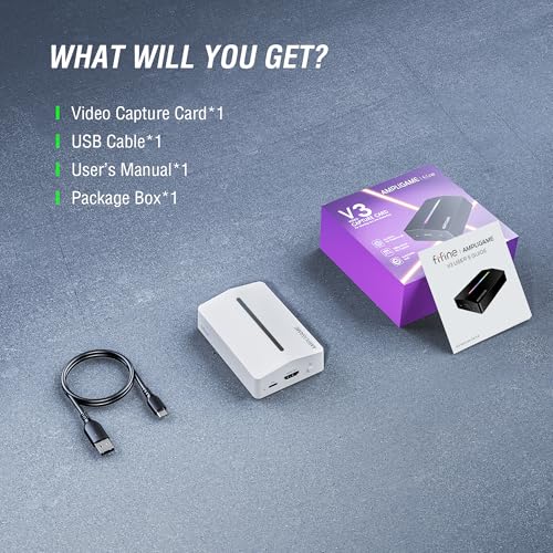 Fifine V3W HDMI Video Capture Card for Gaming, Streaming, Content Creation | 1080p 60fps capture, 4K 30fps HDMI output, Low latency, Vibrant RGB, 3.5mm audio input, for PS5, Switch, Xbox, Windows, macOS - color: White