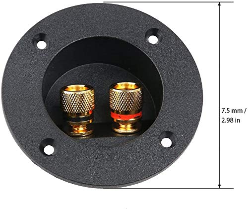 2 Pcs 3” Round Speaker Box Terminal Cup, Binding Post Connectors | 3 Inch, Round 2-Way Speaker Box Terminal Cup Binding Post, Subwoofer box screw-type Terminal Plates