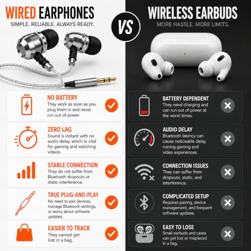 Sephia SP3060 Earbuds Wired in-Ear Headphones | HD Bass Driven Audio, Lightweight Aluminum, S/M/L Ear Bud Tips, Earphone Case, 3.5mm, Tangle-Free Cord, No Mic