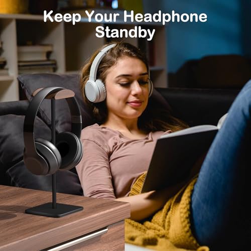 Wooden Headphone Stand for Desk - Headphone Holder | headset stand with Aluminum Hanger and wooden support, headphone holder for AirPods Max, Sony, Bose, Beats and More