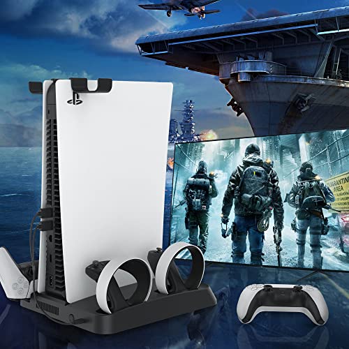 Upgraded PSVR2 Controller Charging Dock, Cooling Station with 3-Level Speeds Silent Fan, VR and PS5 Stand Horizontal Display Your PSVR2 and PS5 Accessories - color: PlayStation 5 Consoles