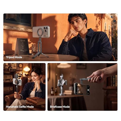 ULANZI MA62 Magnetic Phone Tripod Stand, Ultra-Slim 0.33in Pocket-Sized Foldable Kickstand, N52 Magnet Aluminum Alloy Mantis Hook Desktop Mount, 2.22oz Portable Mini Tripod for iPhone Android
