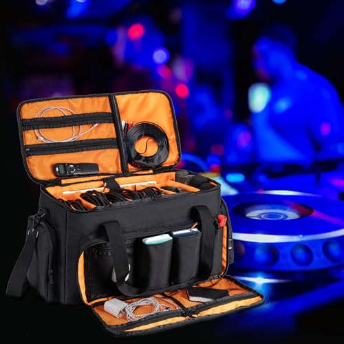 Mecozone DJ Gig Bag with 8 Detachable Dividers, DJ Cables Bag,Black
