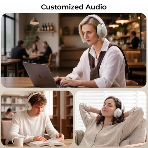 havit Hybrid ANC Wireless Headphones, Over Ear Bluetooth Headphones with Hi-Res Audio, Spatial Sound, 80H Battery, 5-Mic ENC Calls, Metal-Accent Foldable Design