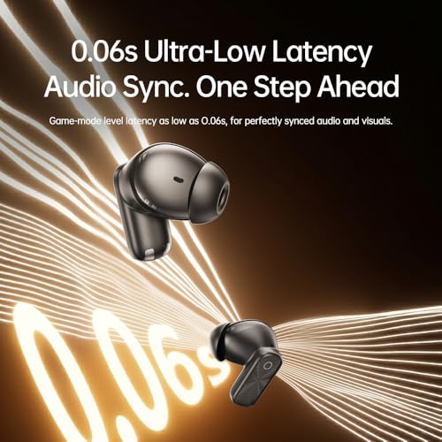 Earbuds Wireless Bluetooth with LCD Touchscreen 48H Battery Life | in-Ear Headphones Bluetooth 6.0, Time Display & 5 EQs, IPX5 Waterproof, Includes Lanyard (Black)