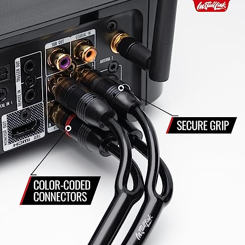 Install Link RCA Y Adapter Cable, 1-Female to 2-Male Splitter, 2-Pack (OFC) | Pure OFC Copper, 1ft, Feeds One Stereo Signal to Two Components, for Subwoofer, Home Theater, Car Audio Amplifier, Studio - color: Frosted Black, size: 1-Female to 2-Male