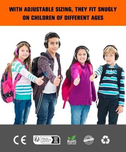 ZOHAN 032 Kids Noise Canceling Headphones - 25dB NRR Kids Ear Protection Earmuffs for School, Monster Jam, Fireworks, Travel, Air Show, Concert, Autism - Black - color: Black
