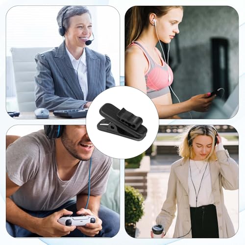 Psyqtsuary 24 PCS Lapel Mic Clip, Headset Wire Clips for Earphone Wire, 1 Inch Length Small Earphone Wire Clip Black Headphone Mount Cable Clothing Clip Earbud Clip for Most Headset Wire Earphone