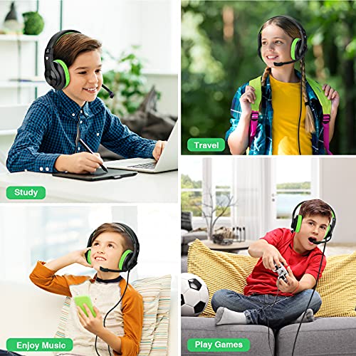BlueFire 3.5mm Bass Stereo Over-ear Gaming Headphone PS4 Gaming Headset with Microphone and Volume Control Compatible with PS4 / New Xbox One / Xbox One S / Xbox One X / PC(Green) - color: Green