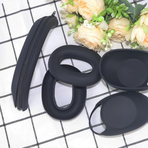 Adhiper 3-in-1 Silicone Sweat Case Cover for Sony WH-1000XM6 Headphones, XM6 Covers Accessories Silicone Ear Pads Covers & Headband Cover & Ear Cups Protector, Washable & Sweatproof - Black - color: Black
