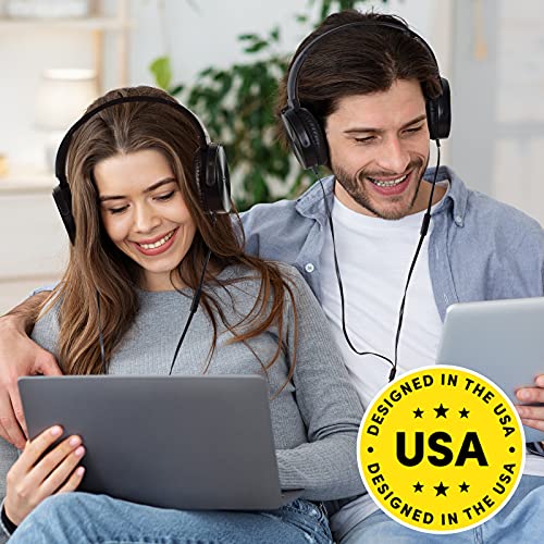 Sonitum Premium Classroom Headphone & Mic Set 3.5mm Jack Stereo Sound Earphones with Microphone & Soft Swivel On Ear Pads- Perfect for E-Learning, Meetings, Calls - Bulk Pack of 5 (Black) - color: 5 pack Black, size: 5 Pack