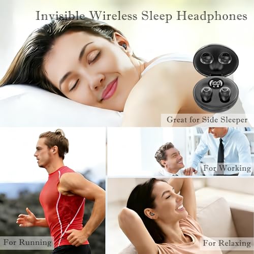 Invisible Sleep Headphones,Mini Invisible Silicone Sleep Earbuds for Side Sleepers, Noise Blocking Sleeping Headphones,Extensive Sleep Audio, Ultra Comfort for Side Sleepers,Bluetooth 5.4(White) - color: White