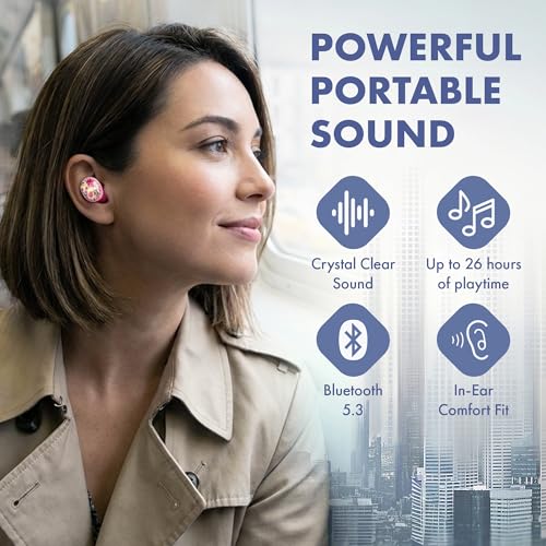 Groovz Go Essential True Wireless Earbuds with Charging Case - Up to 26 Hrs Battery Life - Designed & Engineered in the USA - Sweat-Resistant Bluetooth Earbuds with Built-in Microphone (Floral) - color: Floral