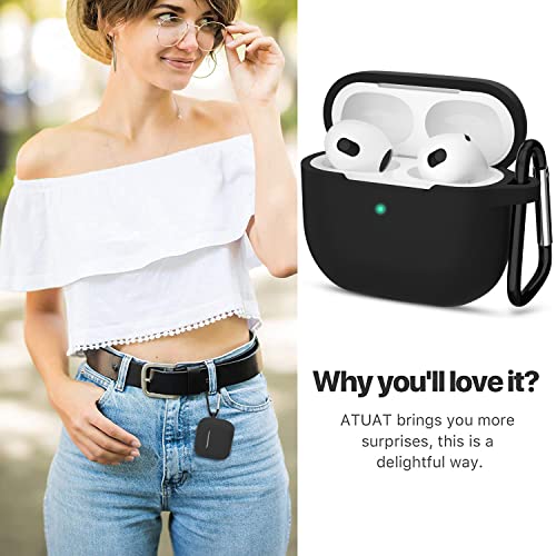 Compatible with AirPods 3 Case, Protective Silicone Cover for AirPods 3rd Generation Case 2021, Wireless Charging - Black - color: B-Black