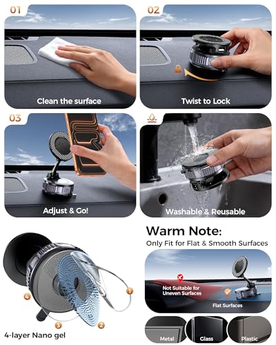 Car Phone Holder for MagSafe, 360° Adjustable Carbon Fiber Mount - color: Holder Gray
