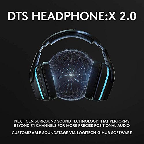Logitech G935 Wireless DTS:X 7.1 Surround Sound LIGHTSYNC RGB PC Gaming Headset - Black, Blue (Renewed)