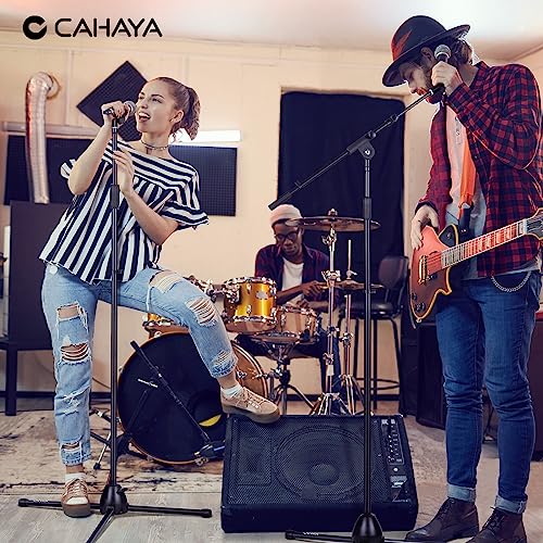 CAHAYA Mic Stand Heavy-Duty Super Resistent Tripod Boom Height Adjustable | Universal Microphone Arm Stand with 2 Mic Clips 3/8" to 5/8" Adapter for Most Mics for Singing Wedding Performance Podcast