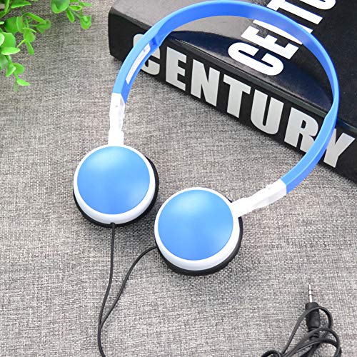 Foldable HiFi Audio Bass Wired Headset Gaming Headphone Over Ear Stereo Wired Headphones for 3.5mm Phone/Tablet Light Blue - color: Light Blue