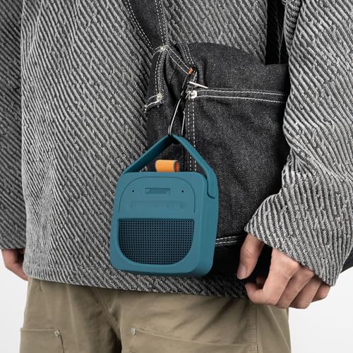 Geekria Protective Silicone Case Compatible with Bose SoundLink Micro 2nd Gen, Portable Speaker Cover with Keychain Hook, Soft Anti-Scratch Sleeve for Travel and Daily Use (Dark Blue)