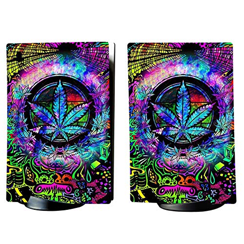 PlayVital Psychedelic Leaf Full Set Skin Decal for ps5 Console Digital Edition, Sticker Vinyl Decal Cover for ps5 Controller & Charging Station & Headset & Media Remote - color: Psychedelic Leaf