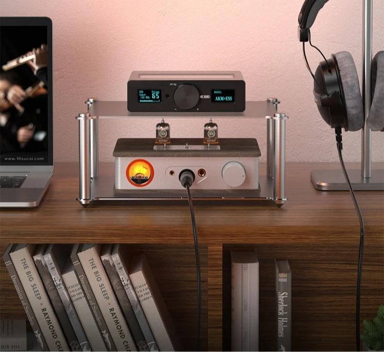 Desktop HiFi Audio Rack Modular Isolation Stand for DAC Amp, 2-Tier | Aluminum Alloy Hi-Fi Audio Rack, Full Metal, Audio Component Shelf With Shock Absorption Feet Two-Layer (293 x 200 x 131mm) - size: Two-Layer (293 x 200 x 131mm)