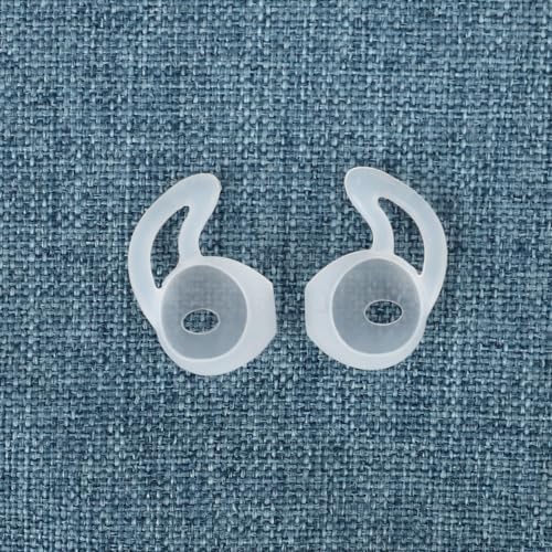 APETOO Earbuds Covers/Caps with Hook for Earpods, Soft Silicone Earplugs | with Flexible Wings Ear Loops for Airpods 1&2, Half In-ear Earbuds, 1 Pair, Transparent-White/Translucency