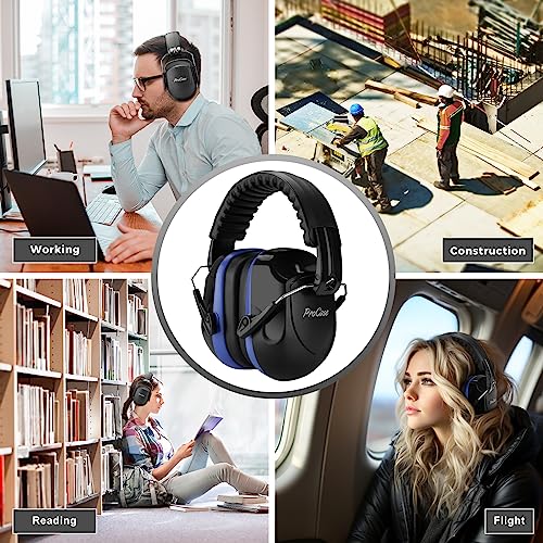 ProCase NRR 28dB Noise Reduction Ear Muffs, Foldable Adjustable Noise Cancelling Headphones - color: 1 - Blue