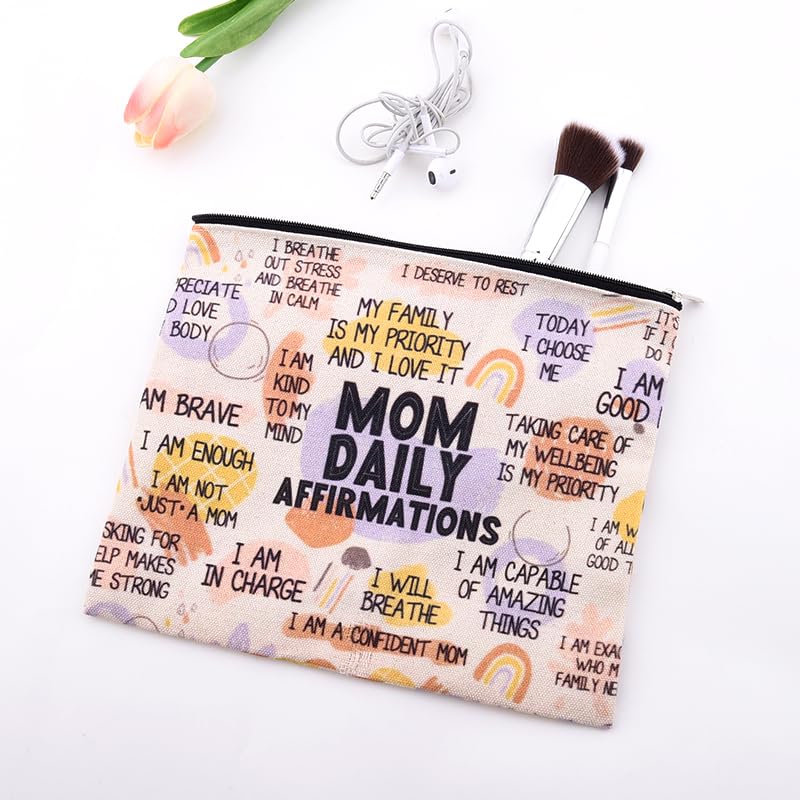 Mother Mom Daily Affirmations Gifts Inspirational Mom Mental Health Gifts Makeup Bag Mothers Day Gifts for Women Mommy Bag Accessories Pouch Holiday Easter Birthday Gifts for Mother Mama Cosmetic Bags - color: Mother Mom Daily Affirmations Gifts