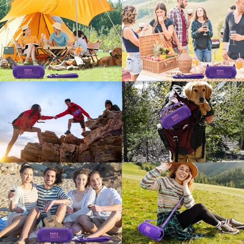 co2CREA Silicone Case for JBL Flip 7 Portable Waterproof Speaker, Purple | Portable Travel Soft Cover with Detachable Shoulder Strap, Protective Skin Case, Hands-Free Carrying, Lightweight - color: Purple Case