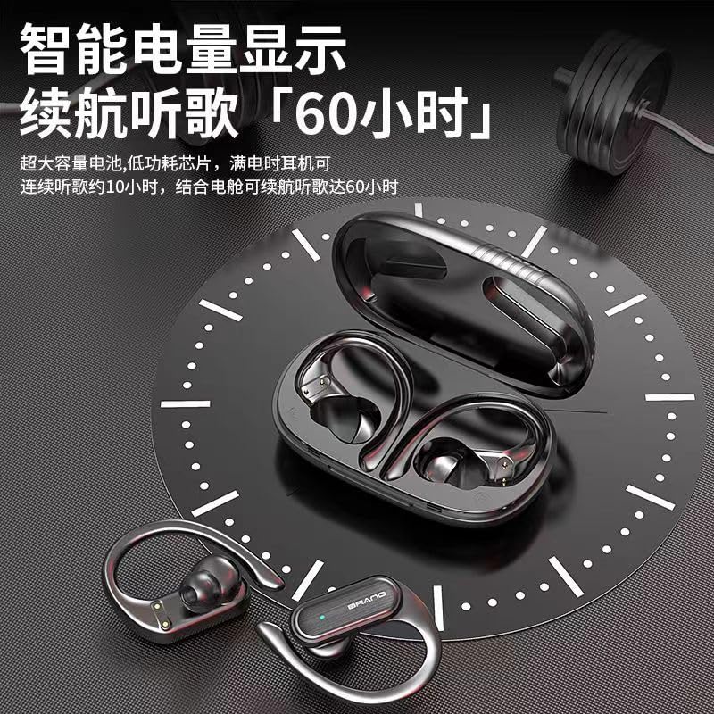 Wireless Earbuds with Ear Hooks Bluetooth Headphones with Earhook,ENC Noise Cancelling Mic,60Hrs Playtime,IPX7 Waterproof,9D Stereo Sound,Power Display,Bass in Ear Earphones for Running Workout,Blue - color: Blue