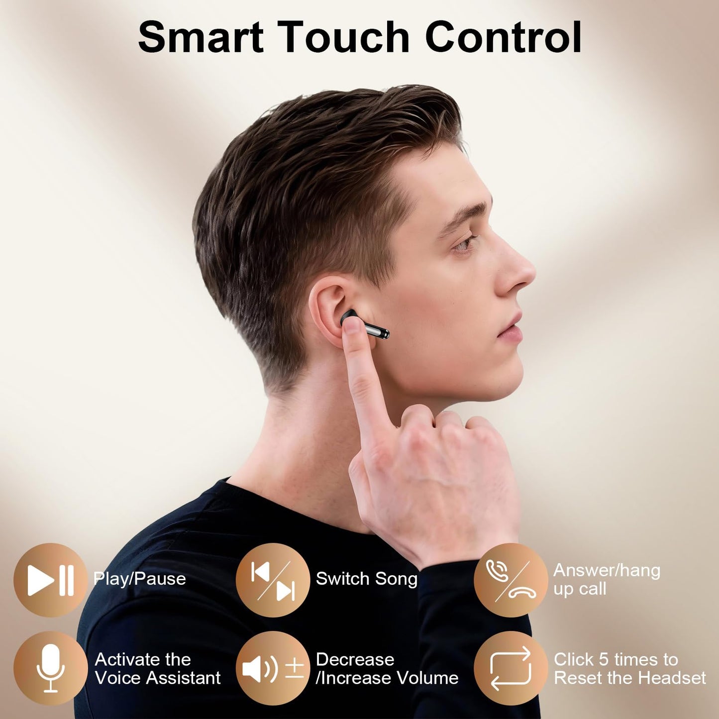 Samsung Earbuds Wireless Android Bluetooth Headphones for Samsung | 48H Wireless Earbuds IPX7 Waterproof Sports Bluetooth Earphones for Galaxy S26 Ultra/S25 FE Edge/S24/A57/A37/A17/A56/A36/A16 - color: Pure Black