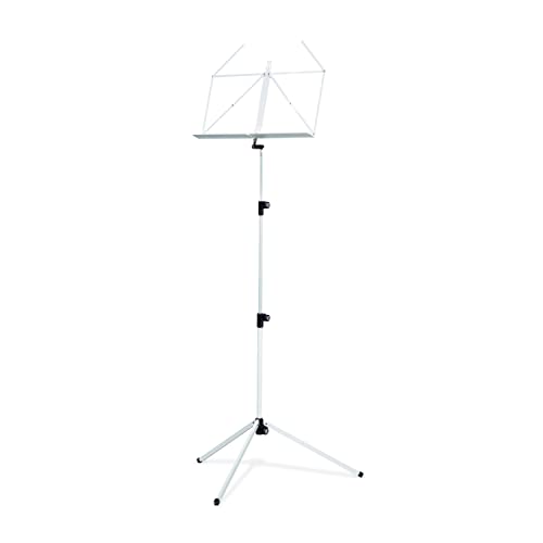 K&M Konig & Meyer 10010.000.57 Colorful Music Stand | Large Deep Desk | Sturdy Base | Adjustable 3pc Telescopic Design | Folding Compact | Pro Grade for Musicians | German Made | White - color: White