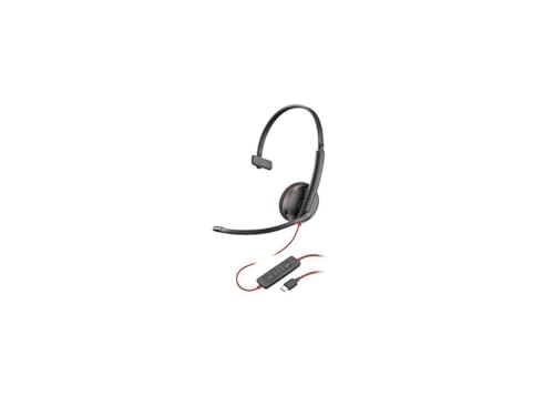 Poly 77T36AA-ABA 5.28 ft. Poly Blackwire - Mono - USB Type C - Mini-Phone 3.5mm - Wired - on - Ear - Monaural - Ear - Cup - Noise Cancelling Microphone - Noise Canceling 3210 Headset - Black