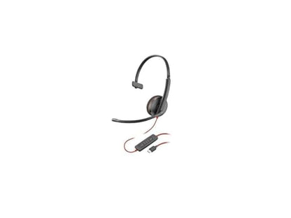 Poly 77T36AA-ABA 5.28 ft. Poly Blackwire - Mono - USB Type C - Mini-Phone 3.5mm - Wired - on - Ear - Monaural - Ear - Cup - Noise Cancelling Microphone - Noise Canceling 3210 Headset - Black