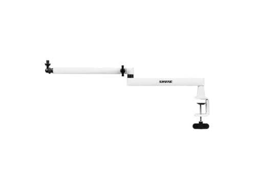 Premium Low-Profile Desktop Mic Boom Stand - Fully Adjustable for Podcast, Streaming, and Home Office Setups, White (SH-BROADCAST2-W)