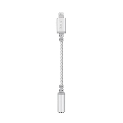 Moshi Integra Lightning to 3.5mm Headphone Jack Adapter [MFi Certified], DAC Chip Integrated, Ballistic Nylon Braiding, Aluminum Housings, Exceeds 10,000 Bend Cycles, for iPhone/iPad, Jet Silver