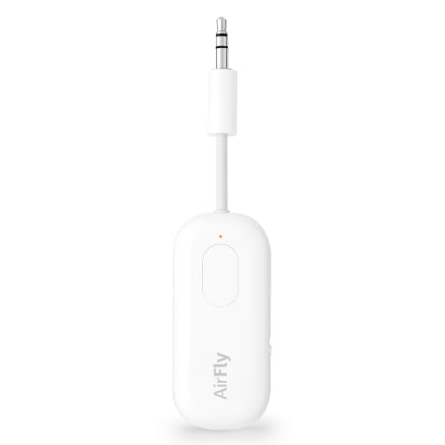 Twelve South AirFly Pro, Bluetooth Wireless Audio Transmitter, White | Bluetooth Adapter for AirPods/Headphones, 20+ Hr Battery, Works with 3.5mm aux Jacks on Airplanes, TVs, Gym Equipment, Travel - color: White, style: AirFly Pro
