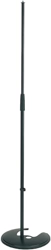 K&M König & Meyer 26045.500.55 Stackable Microphone Stand | Flat Round Notched Stable Base | Adjustable Height Clutch | Stack Up To 5 Stands | Space-Saving Storage | Pro Grade | German Made | Black - style: Mic Stand