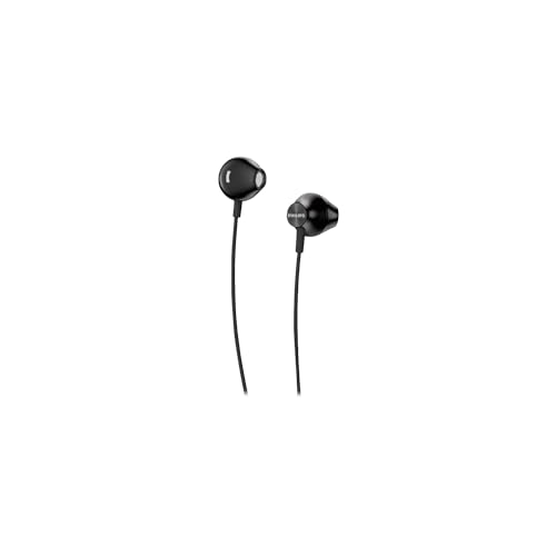 PHILIPS Wired Earbuds 3.5mm jack connector with Microphone, in Ear Headphones with mic, Powerful Bass, Lightweight, 3.5mm jack connector Wired Earphones, 3-Button in-line Remote Ear Buds (Black-Gray) - color: Black-Gray