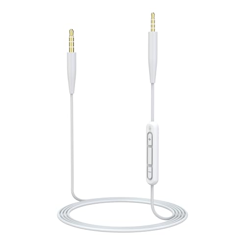 Zosvoses QC35 Audio Cable with Inline Mic Compatible with Bose 700 QuietComfort QC25 QC35 QC35II QC45 SoundLink SoundTrue On-Ear Headphones, 3.5mm to 2.5mm Aux Cable, 4.9ft (White)