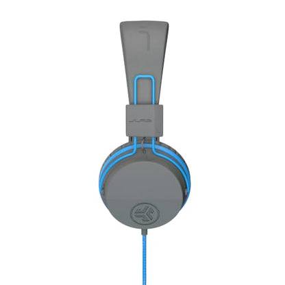 JLab, JBuddies Studio, Kids Wired on-Ear Headphones, Bundle with USB-C Adapter, Volume limiting, Foldable, Grey/Blue - color: Grey / Blue, size: Bundles