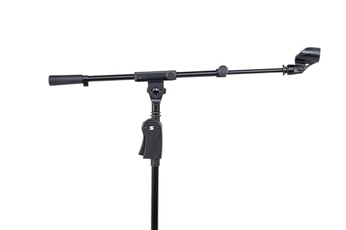 Shure by Gator Deluxe Tripod Mic Stand with Telescoping Boom and Pistol Grip One-Handed Clutch; (SH-TRIPODSTANDTBMDX) - style: Deluxe Clutch + Boom