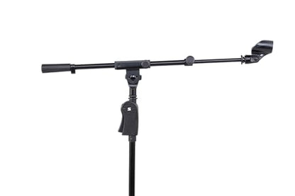 Shure by Gator Deluxe Tripod Mic Stand with Telescoping Boom and Pistol Grip One-Handed Clutch; (SH-TRIPODSTANDTBMDX) - style: Deluxe Clutch + Boom