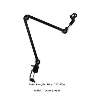 Heavy Duty Management and Desk Stand Arm Microphone Mic Boom Adjustable with Clip, Metal Plastic Construction, High Load Capacity and Cable for Podcasting and Live Streaming