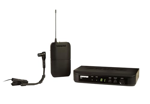Shure BLX14/B98 Instrument Audio System H10 Band (542–572 MHz) – BLX4 Receiver, BLX1 Bodypack & BETA 98H/C Clip-On Mic for Brass, Woodwinds & Percussion, Up to 14 Hr Battery, 300 ft Range - style: Standard