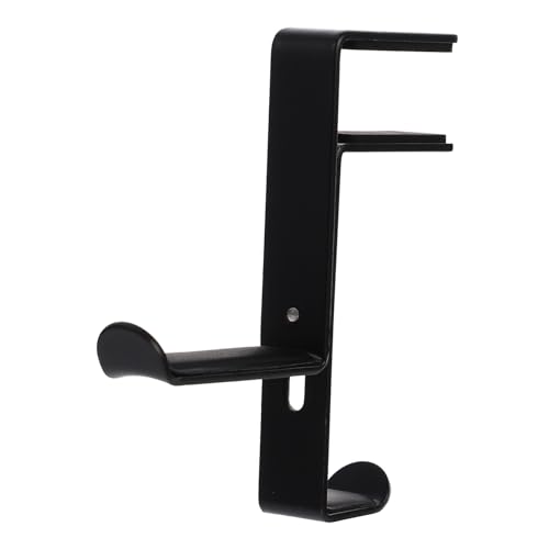 POPETPOP Metal Headphone Stand Hanger Desk Clamp Holder for Headset Anti-Scratch Mat - color: Black