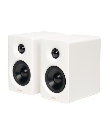 Edifier M60 Multimedia Speaker, 66W RMS Computer Speaker, White | Bluetooth 5.3, Hi-Res Audio with LDAC, 3" Mid Bass & 1" Tweeter, USB-C AUX Inputs, Compact Desktop Speaker - color: White