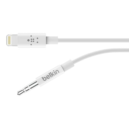Belkin Lightning to 3.5mm Audio Cable, 6ft, White | Connects iPhone to wired headphones, speakers, or car stereo, MFi certified, aux input, travel-friendly - color: White, size: 6'