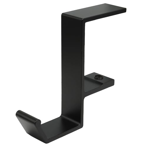 Aluminum Headphone Hanger, Desk Bag Hook Holder Headset Stand Hook Mount - Under Desk Clamp Mount for Gaming, Office & Home Organization(Black)